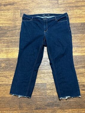 Old Navy Dark Blue Cropped Raw Hem Jeans